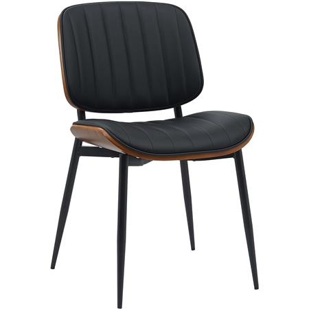 Chaise Conférence YUMI, Design Exclusif, Structure en Bois de Noyer, en Cuir Noir