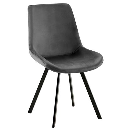 Chaise Visiteur UNAMI, Piètement en métal noir mat, en Velours, Gris Foncé