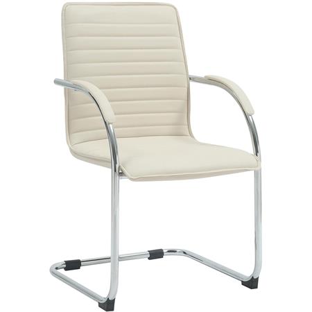 Chaise de Conférence GREGORY, Structure Métallique, Design élégant et moderne, Cuir, Crème