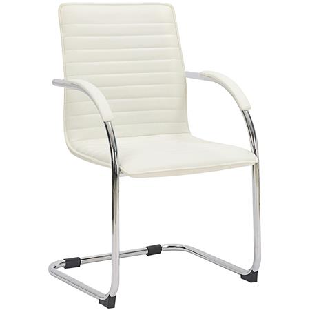 Chaise de Conférence GREGORY, Structure Métallique, Design élégant et moderne, Cuir, Blanc