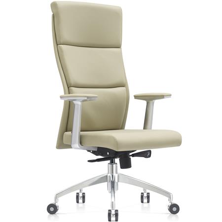 Fauteuil de Bureau MONZA, au Design Élégant, Usage Professionnel de 8h, Cuir Authentique, Crème