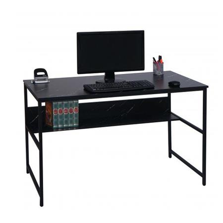Bureau Informatique EVOKE, 120 x 60 x 78 cm, structure en métal, aspect Marbre Noir