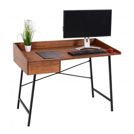 Bureau Informatique PHOENIX, 114x60x98 cm, Avec Tiroir,  Structure en Métal, Couleur Chêne