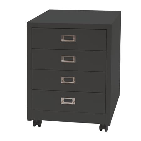 Caisson Mobile DONY, 4 Tiroirs, 40x41x55 cm, en Acier, Gris foncé
