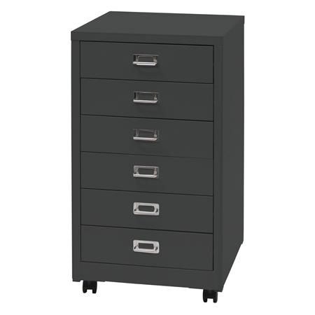 Caisson Mobile DONY, 6 Tiroirs, 40x41x75 cm, en Acier, Gris foncé