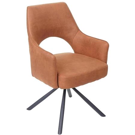 Chaise de Conférence ANNIE, Design Moderne et Original, Pivotante, en Tissu Daim Marron