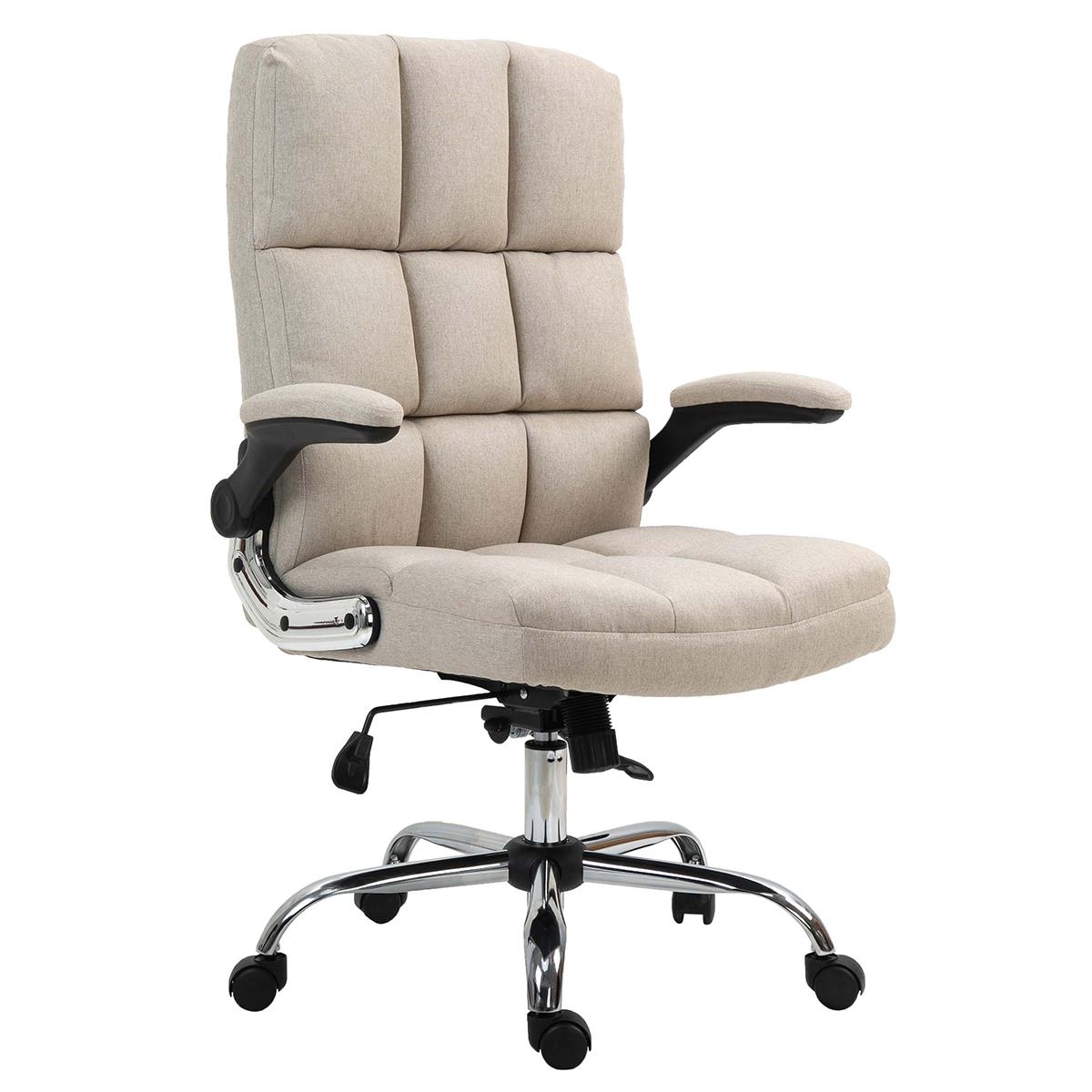 Fauteuil de bureau ALEXANDER, Grand Rembourrage, Accoudoirs relevables, Tissu, Marron Clair