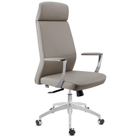 DEMO# Fauteuil de Bureau NOVAK, Design Élégant et Raffiné, Confortable, en Cuir, Gris 