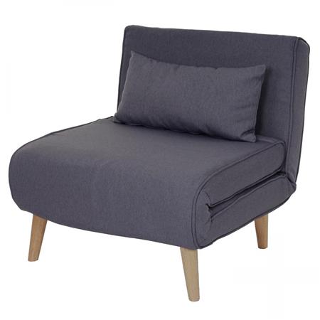 Fauteuil PRETTY, Convertible en Lit, Confortable et Fonctionnel, en Tissu, Gris Foncé