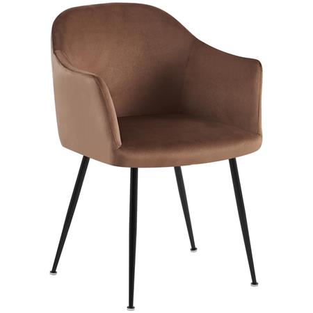 Fauteuil Visiteur VIVIAN, Design Moderne, Grand Confort, en Velours, Marron