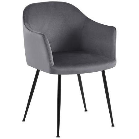 Fauteuil Visiteur VIVIAN, Design Moderne, Grand Confort, en Velours, Gris