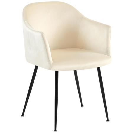 Fauteuil Visiteur VIVIAN, Design Moderne, Grand Confort, en Velours, Crème