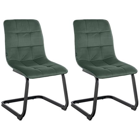 Lot de 2 Chaises Visiteurs ALISA, Rembourrage Épais, Structure Métallique, en Velours, Vert Foncé