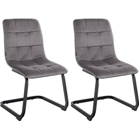 Lot de 2 Chaises Visiteurs ALISA, Rembourrage Épais, Structure Métallique, en Velours, Gris