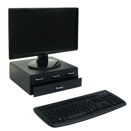 Réhausseur pour Écran ASH, avec Tiroirs, 34x31x13cm, Noir