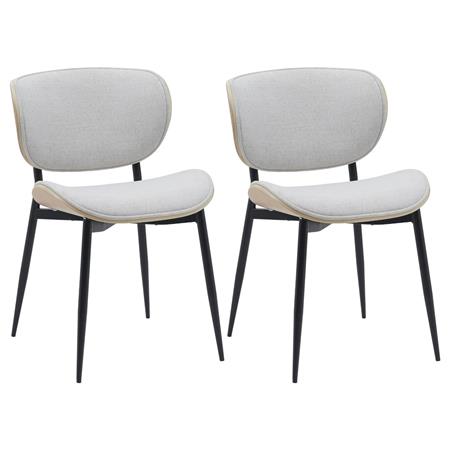 Lot de 2 Chaises Visiteur BRONSON TISSU, Design Exclusif, Structure en Bois Naturel, Crème