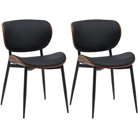 Lot de 2 Chaises Visiteur BRONSON CUIR, Design Exclusif, Structure en Bois, Noir