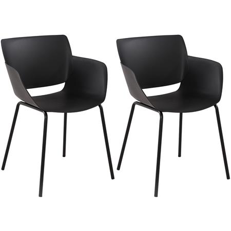 Lot de 2 Chaises Visiteur RIKO, Confortable, Polyvalente et Robuste, Noir