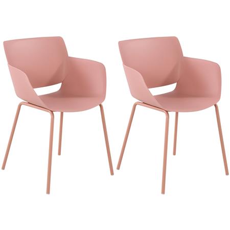 Lot de 2 Chaises Visiteur RIKO, Confortable, Polyvalente et Robuste, Rose