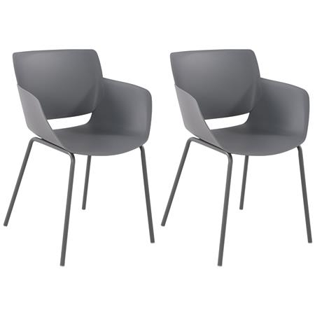 Lot de 2 chaises visiteur RIKO, Confortable, Polyvalente et Robuste, Gris Foncé