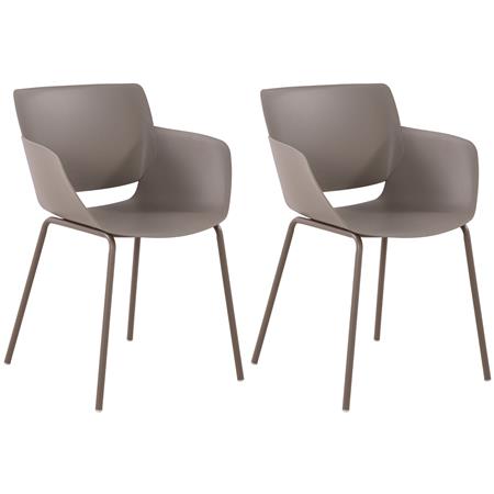 Lot de 2 chaises visiteur RIKO, Confortable, Polyvalente et Robuste, Gris Taupe