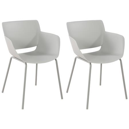 Lot de 2 chaises visiteur RIKO, Confortable, Polyvalente et Robuste, Gris Clair