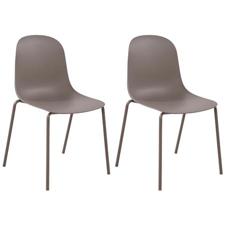 Lot de 2 Chaises Visiteur EMMA, Confortable, Polyvalente et Empilable, Taupe