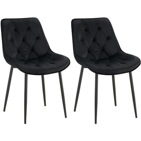 Lot de 2 Chaises visiteur GRACE, Design Confortable et Elégant, Piétement métallique, en Velours Noir