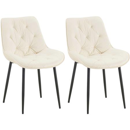 Lot de 2 Chaises visiteur GRACE, Design Confortable et Elégant, Piétement métallique, en Velours Crème