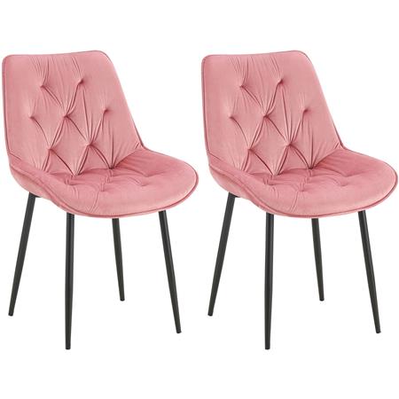 Lot de 2 Chaises visiteur GRACE, Design Confortable et Elégant, Piétement métallique, en Velours Rose