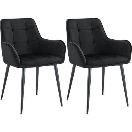 Lot de 2 Chaises Visiteur RUFUS, Design Moderne et Élégant, en Velours, Noir