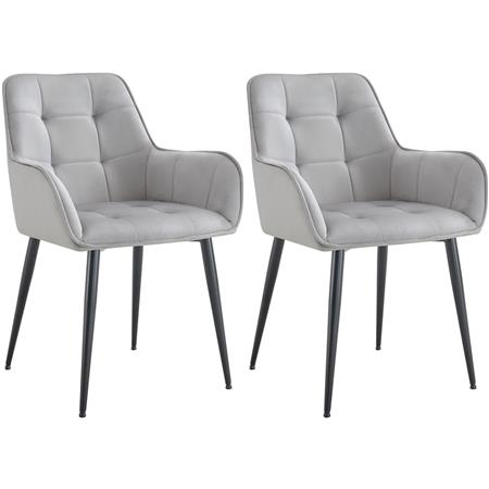 Lot de 2 Chaises Visiteur RUFUS, Design Moderne et Élégant, en Velours, Gris Clair