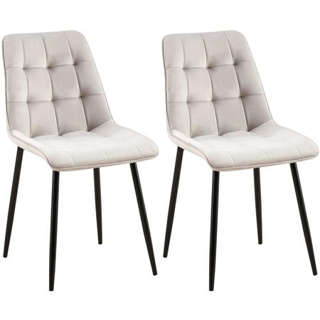 Lot de 2 Chaises Visiteur HALIMA, Rembourrage Épais, Structure Métallique, en Velours, Gris Clair