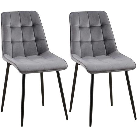 Lot de 2 Chaises Visiteur HALIMA, Rembourrage Épais, Structure Métallique, en Velours, Gris Foncé