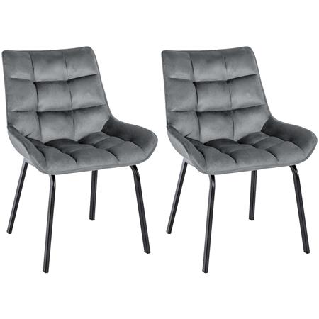 Lot de 2 Chaises visiteur MAMBO, Rembourrage Épais, Piétement métallique, en Velours Gris Foncé