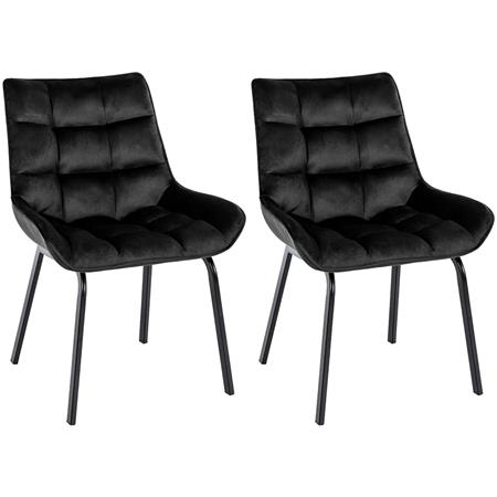 Lot de 2 Chaises visiteur MAMBO, Rembourrage Épais, Piétement métallique, en Velours Noir