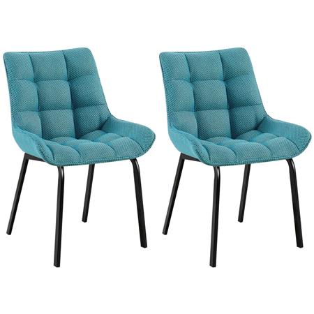 Lot de 2 Chaises visiteur MAMBO TISSU, Rembourrage Épais, Piétement métallique, en Tissu Turquoise