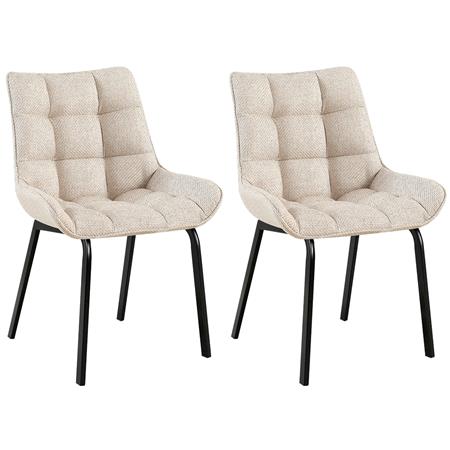 Lot de 2 Chaises visiteur MAMBO TISSU, Rembourrage Épais, Piétement métallique, en Tissu Crème
