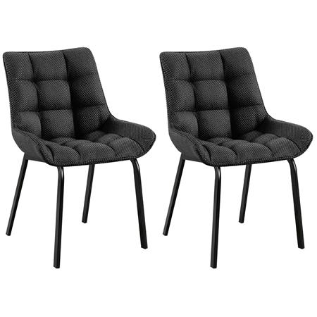Lot de 2 Chaises visiteur MAMBO TISSU, Rembourrage Épais, Piétement métallique, en Tissu Gris Foncé