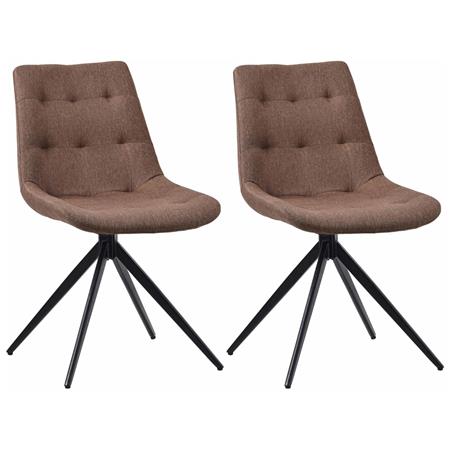 Lot de 2 Chaises Visiteur KEATON TISSU, Structure Métallique, Pivotantes, Marron