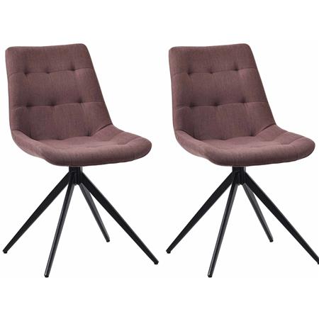 Lot de 2 Chaises Visiteur KEATON TISSU, Structure Métallique, Pivotantes, Marron Foncé