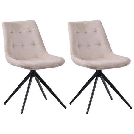 Lot de 2 Chaises Visiteur KEATON VELOURS, Structure Métallique, Pivotantes, Crème