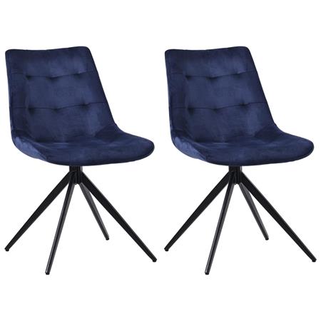 Lot de 2 Chaises Visiteur KEATON VELOURS, Structure Métallique, Pivotantes, Bleu