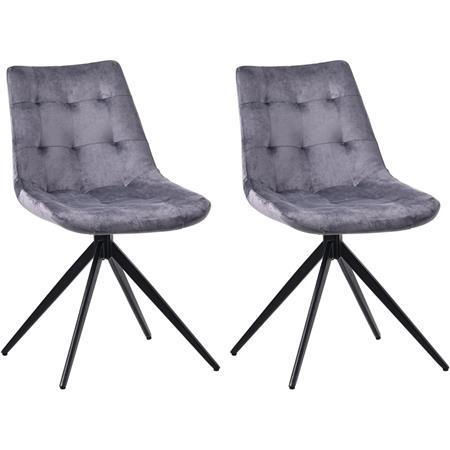 Lot de 2 Chaises Visiteur KEATON VELOURS, Structure Métallique, Pivotantes, Gris