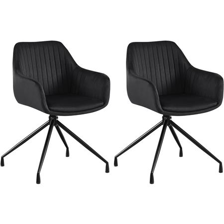 Lot de 2 Chaises Visiteur TANNER, Structure Métallique, Pivotante à 180º, Velours, Noir