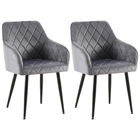 Lot de 2 Chaises Visiteur GLOVER, Elégance et Confort, Pieds Métalliques Noirs, en Velours Gris Foncé