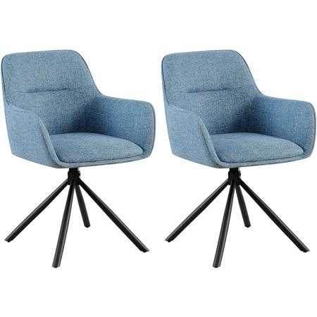 Lot de 2 Chaises Visiteur COREY, Design Moderne, Pivotantes à 180°, Tissu Bleu