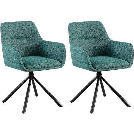 Lot de 2 Chaises Visiteur COREY, Design Moderne, Pivotantes à 180°, Tissu Vert