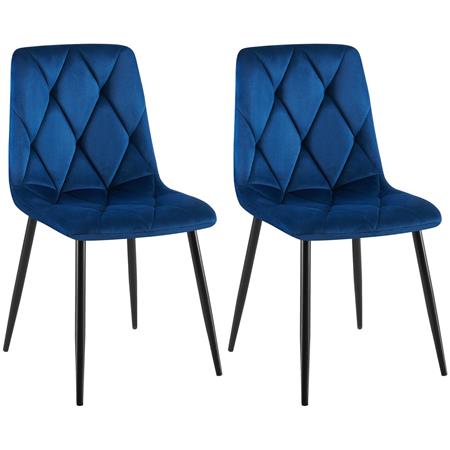 Lot de 2 Chaises visiteur SIAN, Elégance et Confort, Pieds métalliques, en Velours Bleu