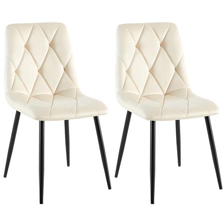 Lot de 2 Chaises visiteur SIAN, Elégance et Confort, Pieds métalliques, en Velours Crème